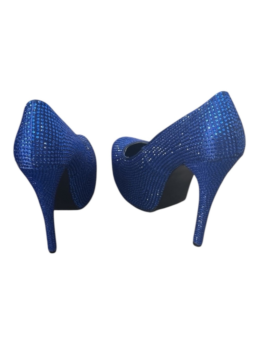 Bordello Blue Rhinestone Platform Heels Size 8 Sparkly Party going out heels.